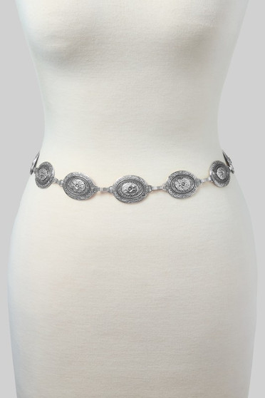 Ornately Pressed Buckle Link Chain Belt