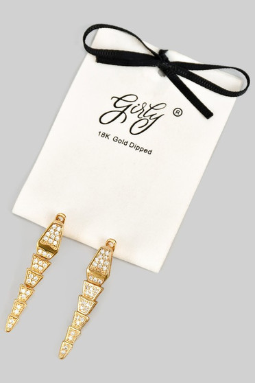 18K Gold Dipped Cz Snake Drop Earrings