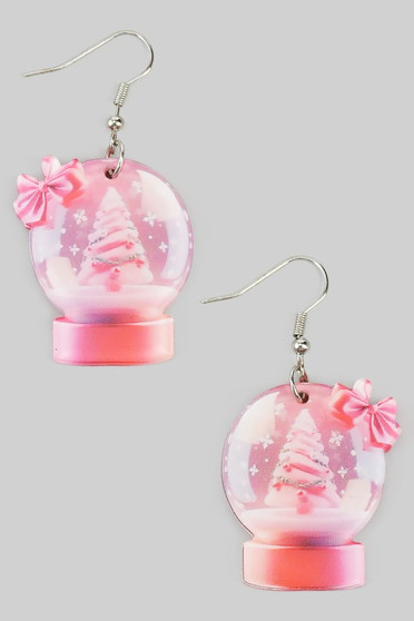 Snow Globe Christmas Drop Earrings