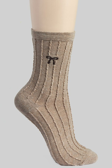 Ribbed And Ruffled Bow Socks