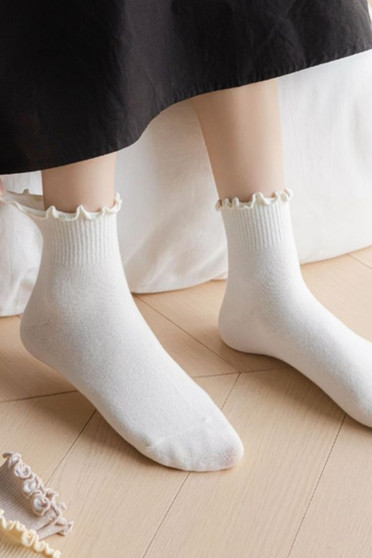 Frilly Opening Plain Ankle Socks