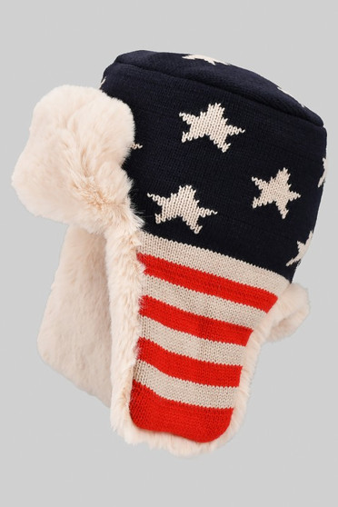 American Flag Fur Trapper Hat