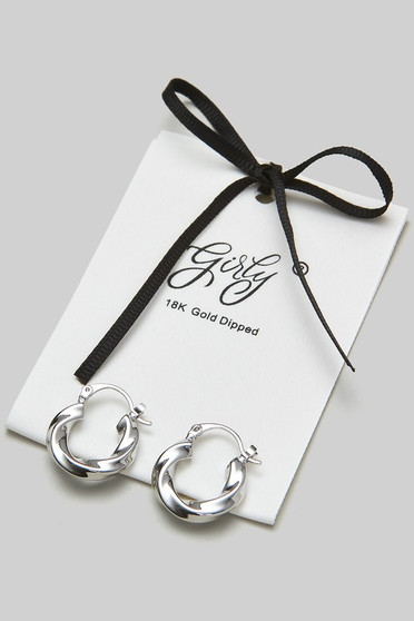 18K Gold Dipped Solid Twist Hoop Earrings 