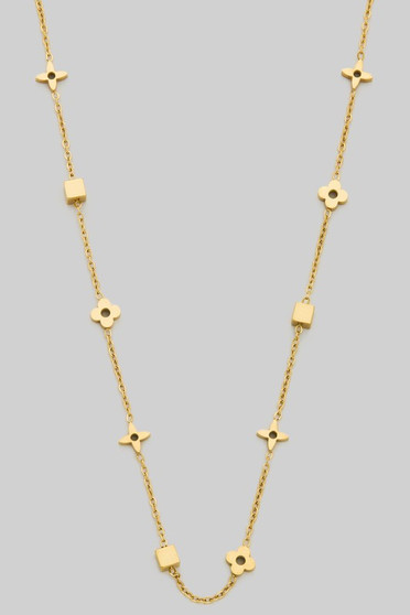 Stainless Steel Gold Dipped Mini Charm Necklace