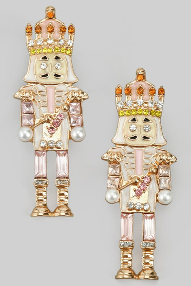 Cz Pave Nutcracker Drop Earrings
