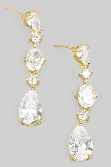 Oval And Teardrop Stone Drop Earrings