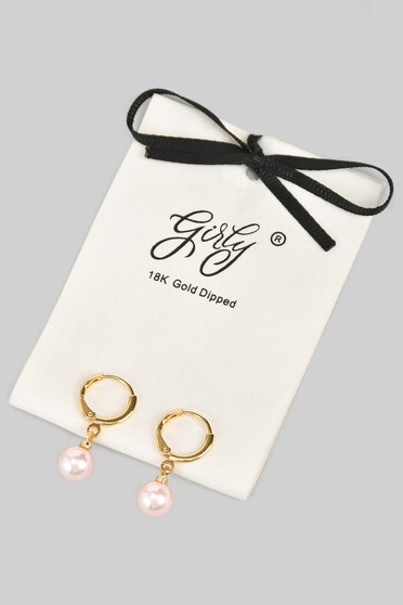 18K Gold Dipped Huggies With Pearl