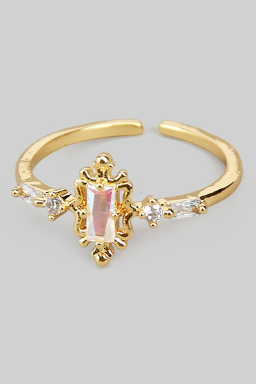 Delicate Classy Cz Ston Brass Ring