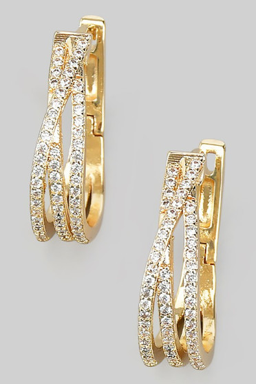 Three Line Cz Pave Hoops