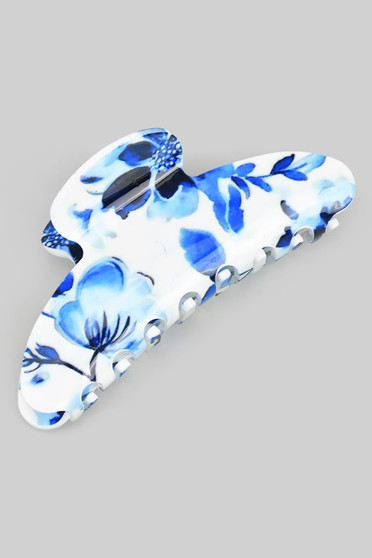 Blue Floral Print Hair Clip