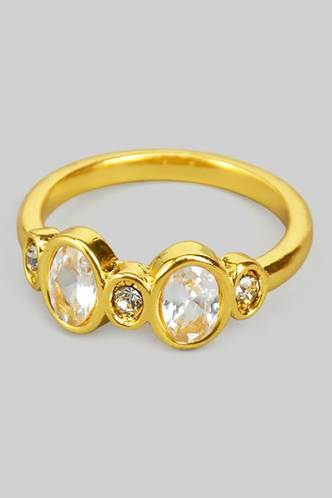 18K Gold Dipped Oval Cz Stone Ring