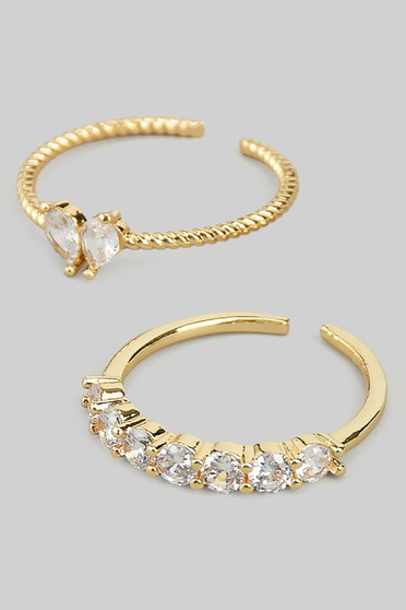 Delicate Two Piece Cz Stone Ring