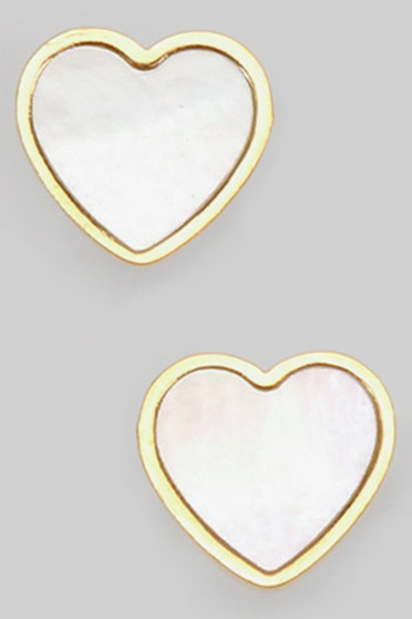 Stainless Steel Opal Heart Studs