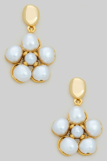 Pearl Drop Flower Drop Earrings