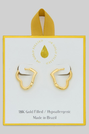 Gold Filled Heart Hinge Hypoallergenic Hoops