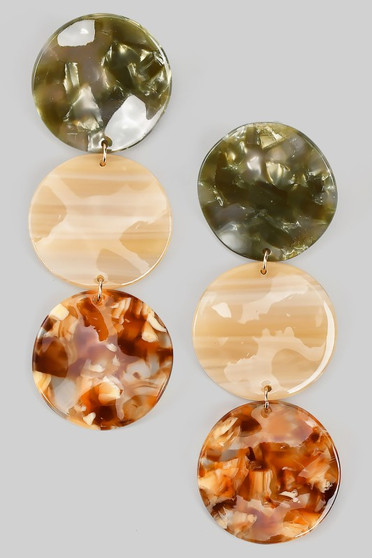 Multi Marbled Acrylic Tiered Drop Earrings