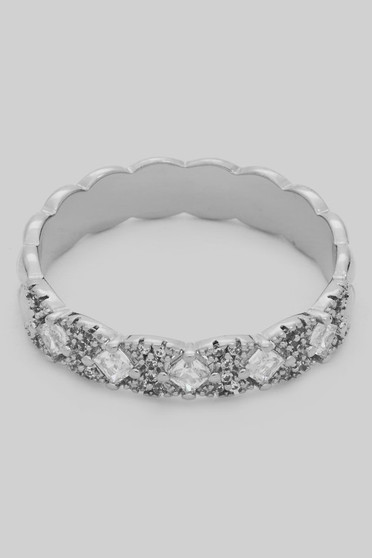 Quilted Brass Ring With Dazzling Cz