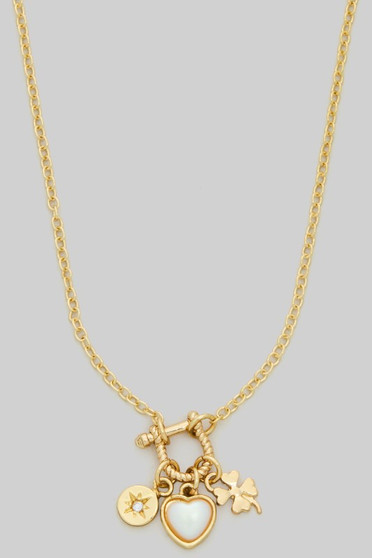 Horsebit Carabiner Ac Three Charm Necklace