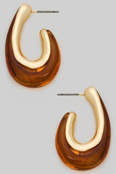 Teardrop Marble Long Hoops