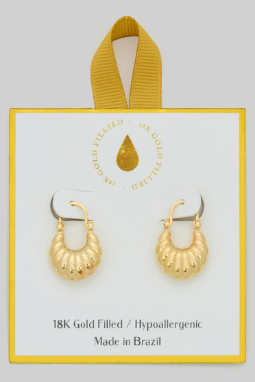 Puffed Gold Filled Hinge Hypoallergenic Hoops