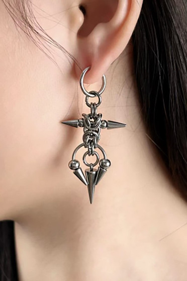 Stainless Steel Spiked Drop Hoops