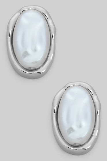 Organic Oval Pearl Studs