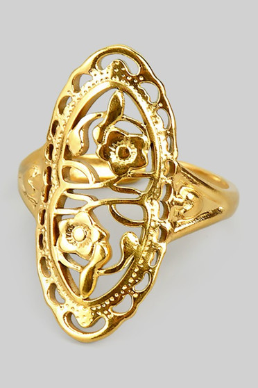 Filigree Flower Shield Ring