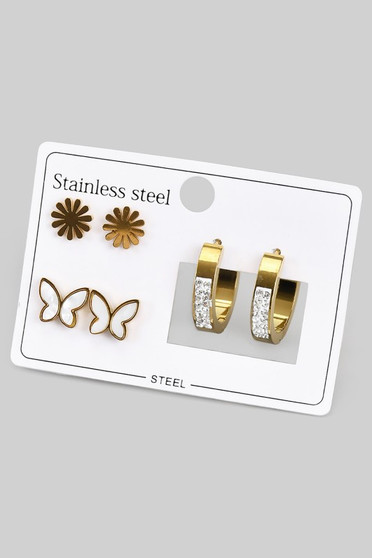 Stainless Steel Flower Butterfly And Hoop Set