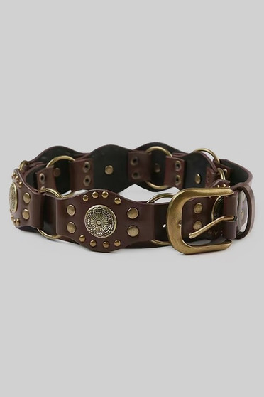 Faux Leather Studded Concho Belt