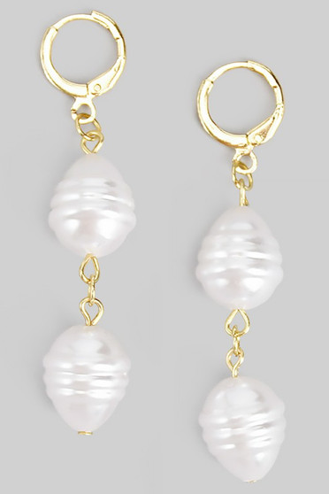 Tiered And Textured Pearl Drop Hoops