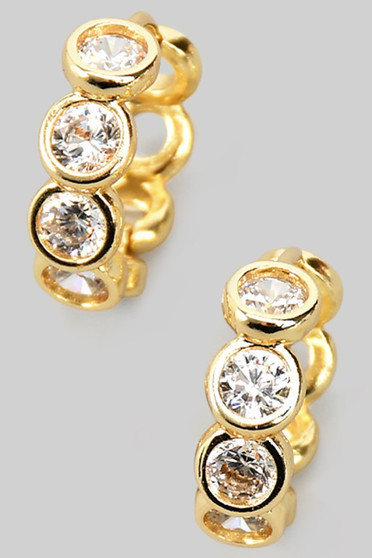 Zircon Linked Hoop Earrings