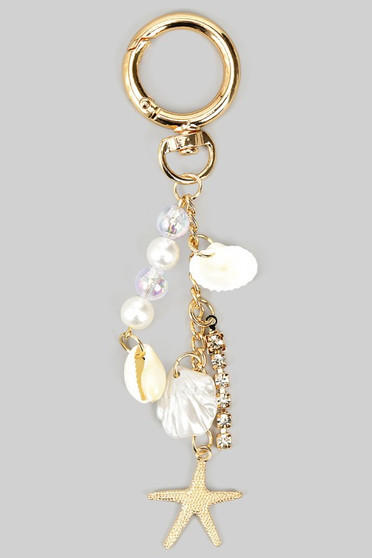 Pearl Shell And Star Bag Charm Keychain
