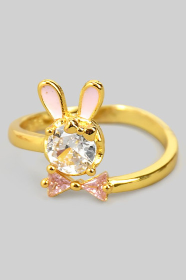Cz Bow Tie Bunny Stone Ring