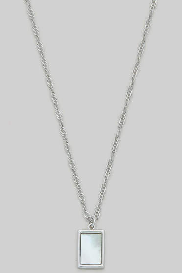Rectangle Mop Pendant Twist Chain Necklace