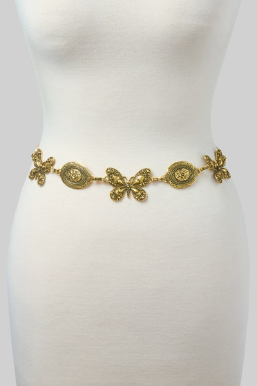 Ornate Butterfly And Oval Link Chain Belt