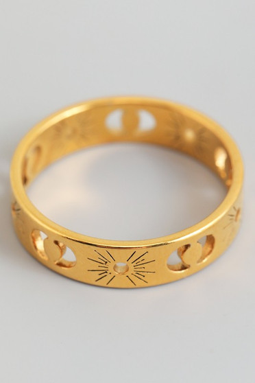 Sun And Moon Cut Out Brass Ring