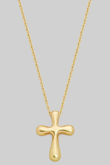 Puff Cross Pendant Necklace