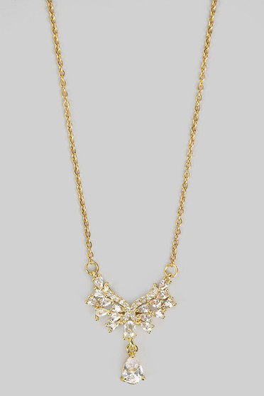 Stainless Steel Cz Arch Pendant Necklace