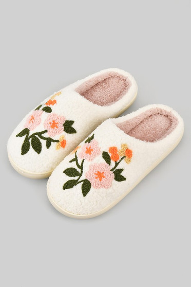 Fuzzy Floral Slippers