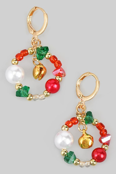 Pearl Beaded Hoops With Bell