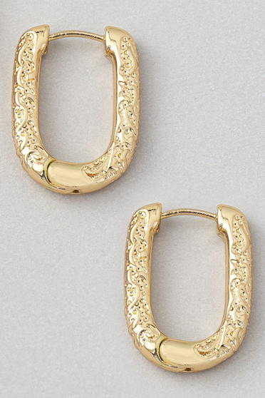 Pressed Print Oval Hoop Earrings