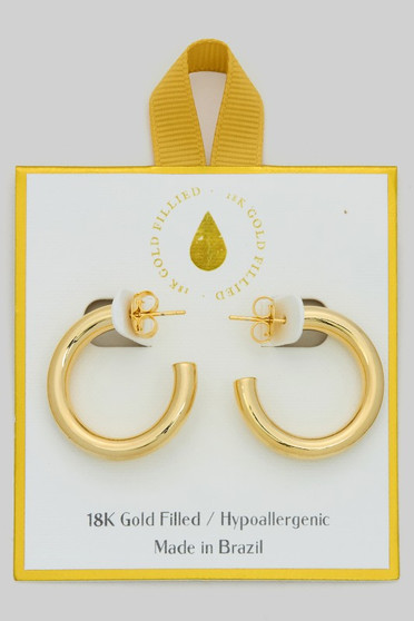 18K Gold Filled Hypoallergenic C Tube Hoops