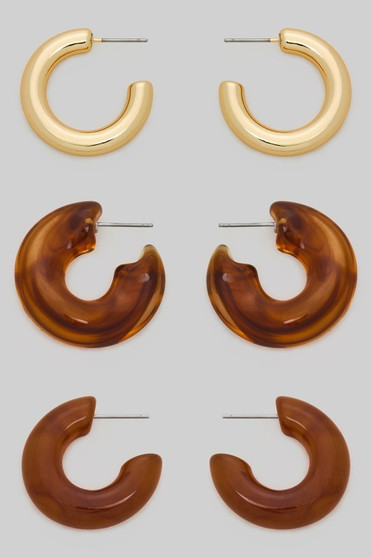 Three Pair Marble Ccb Hoop Set