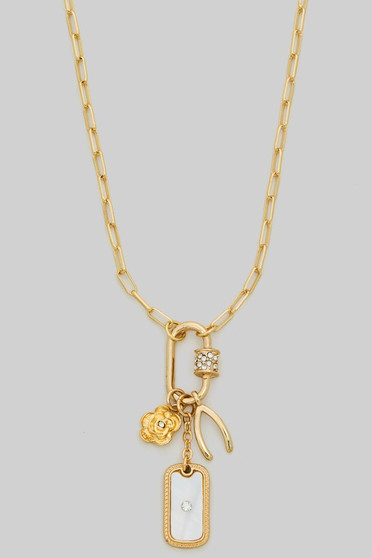 Carabiner Mop Rose Horseshoe Mop Charm Necklace