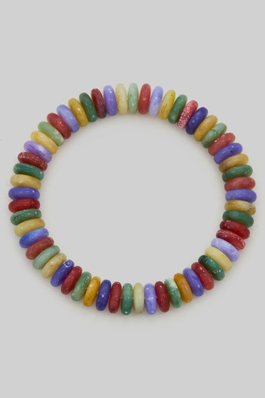 Wide Disc Marble Beaded Stretch Bracelet