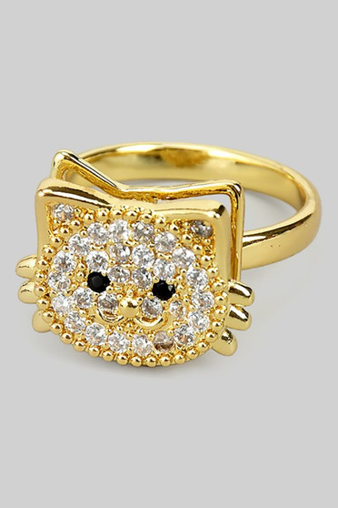 Cz Pave Cat Spinner Fidget Ring