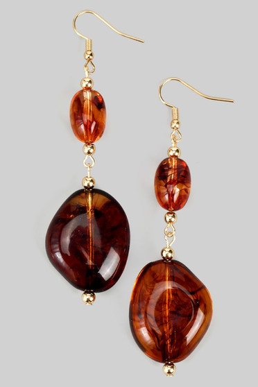 Brown Resin Stone Drop Earrings