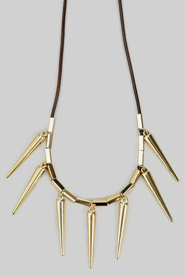 Cord Necklace With Spiked Bib