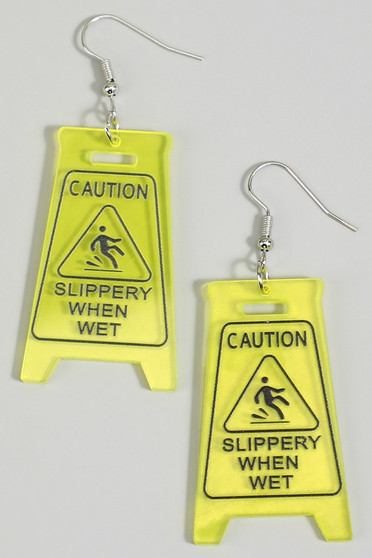 Acrylic Slippery When Wet Drop Earrings