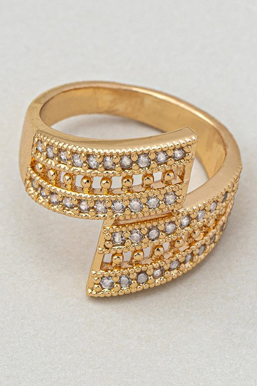 Brass Twist Ring With Cz Pave - #YR0157